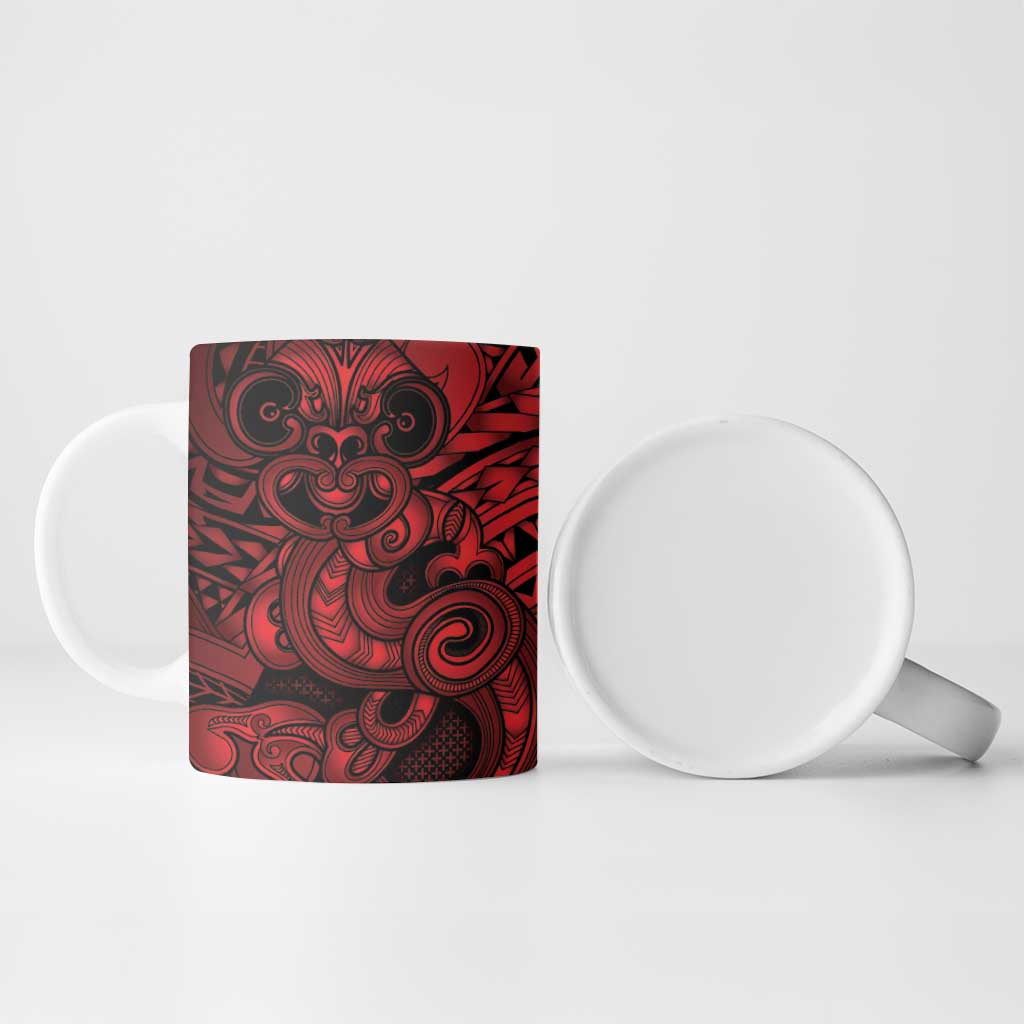 Aotearoa Maori Hei Tiki Ceramic Mug Whero Kowhaiwhai Puhoro Motif