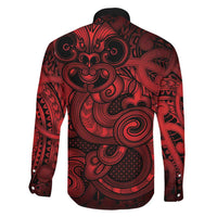 Aotearoa Maori Hei Tiki Family Matching Off Shoulder Maxi Dress and Hawaiian Shirt Whero Kowhaiwhai Puhoro Motif LT9 - Polynesian Pride