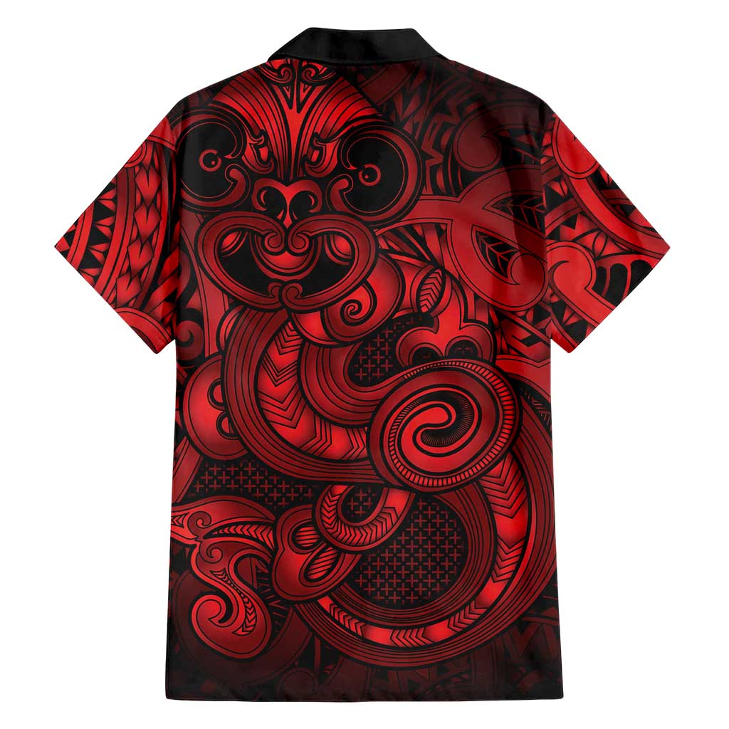 Aotearoa Maori Hei Tiki Family Matching Off Shoulder Short Dress and Hawaiian Shirt Whero Kowhaiwhai Puhoro Motif LT9 - Polynesian Pride