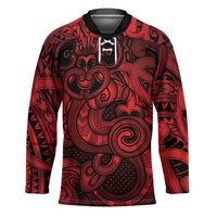 Aotearoa Maori Hei Tiki Hockey Jersey Whero Kowhaiwhai Puhoro Motif