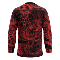 Aotearoa Maori Hei Tiki Hockey Jersey Whero Kowhaiwhai Puhoro Motif