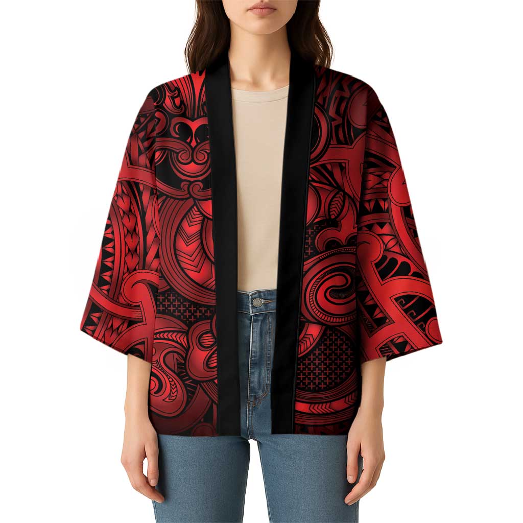 Aotearoa Maori Hei Tiki Kimono Whero Kowhaiwhai Puhoro Motif