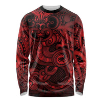 Aotearoa Maori Hei Tiki Long Sleeve Shirt Whero Kowhaiwhai Puhoro Motif