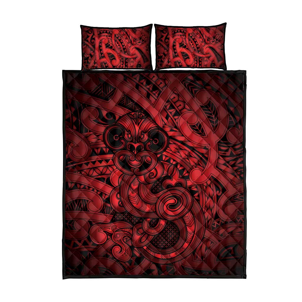 Aotearoa Maori Hei Tiki Quilt Bed Set Whero Kowhaiwhai Puhoro Motif
