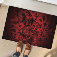 Aotearoa Maori Hei Tiki Rubber Doormat Whero Kowhaiwhai Puhoro Motif