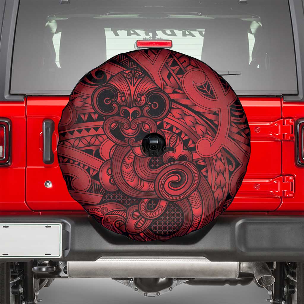 Aotearoa Maori Hei Tiki Spare Tire Cover Whero Kowhaiwhai Puhoro Motif