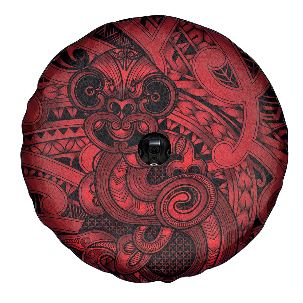 Aotearoa Maori Hei Tiki Spare Tire Cover Whero Kowhaiwhai Puhoro Motif