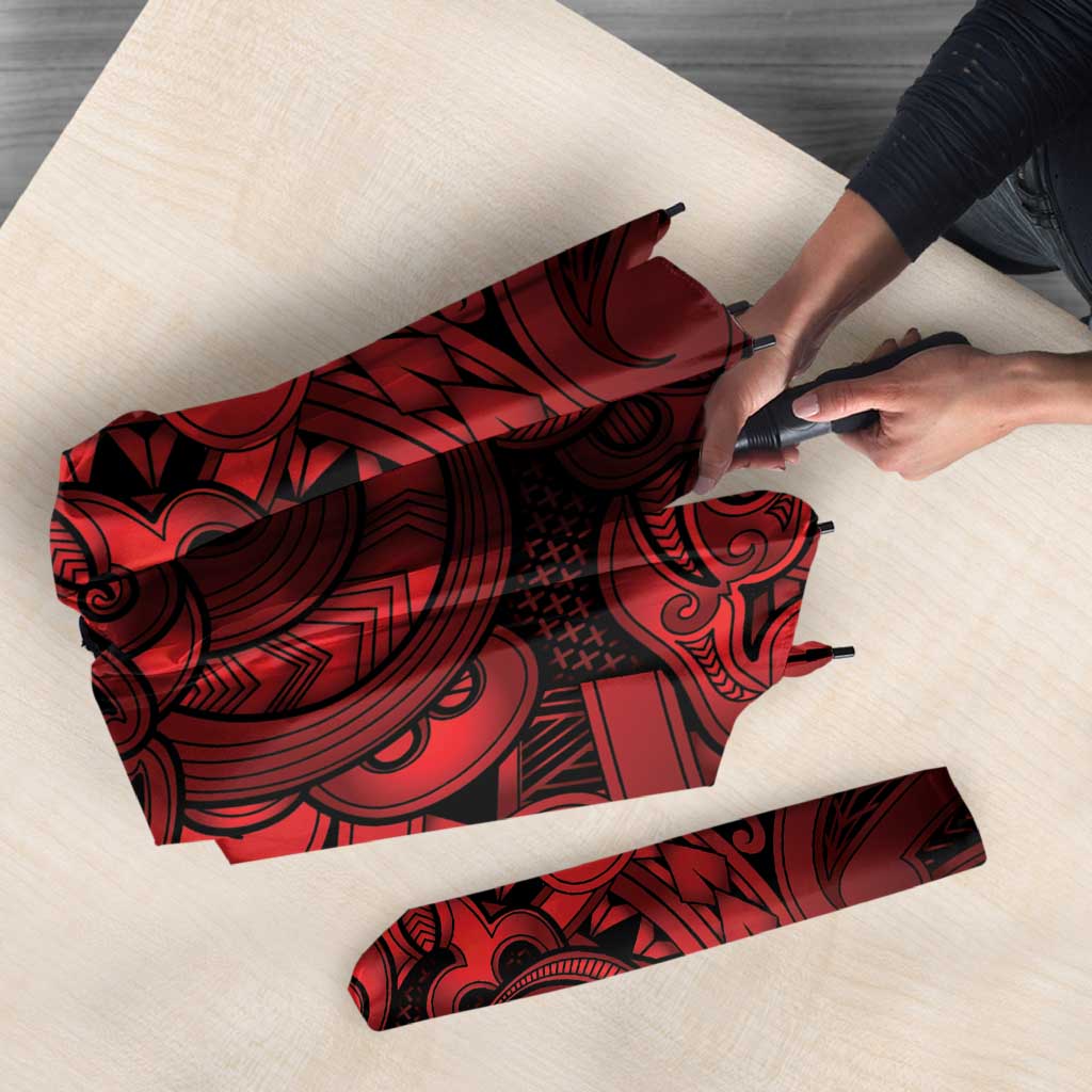 Aotearoa Maori Hei Tiki Umbrella Whero Kowhaiwhai Puhoro Motif