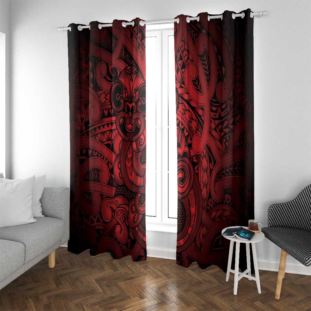 Aotearoa Maori Hei Tiki Window Curtain Whero Kowhaiwhai Puhoro Motif