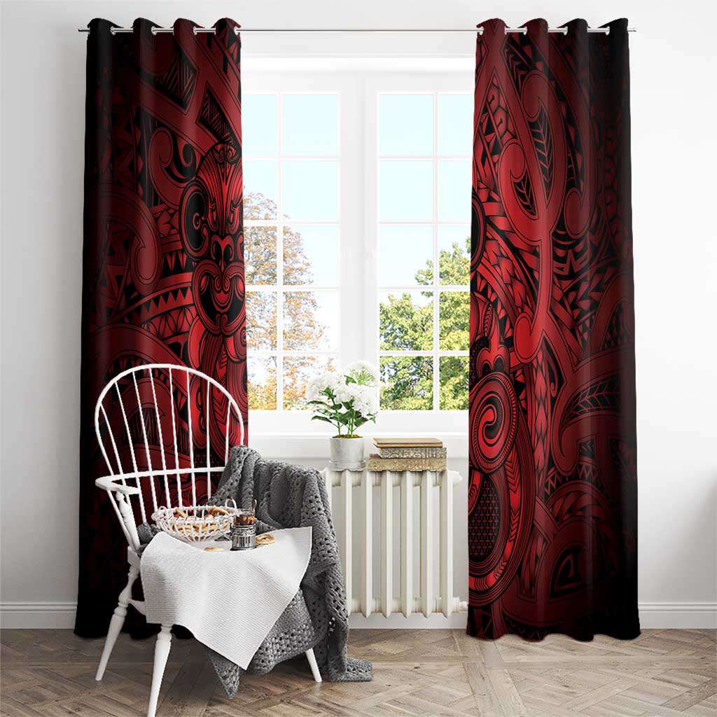 Aotearoa Maori Hei Tiki Window Curtain Whero Kowhaiwhai Puhoro Motif