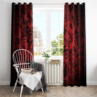 Aotearoa Maori Hei Tiki Window Curtain Whero Kowhaiwhai Puhoro Motif