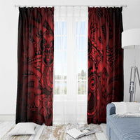 Aotearoa Maori Hei Tiki Window Curtain Whero Kowhaiwhai Puhoro Motif