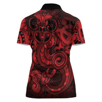 Aotearoa Maori Hei Tiki Women Polo Shirt Whero Kowhaiwhai Puhoro Motif LT9 - Polynesian Pride