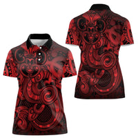 Aotearoa Maori Hei Tiki Women Polo Shirt Whero Kowhaiwhai Puhoro Motif LT9 - Polynesian Pride