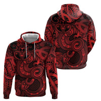 Aotearoa Maori Hei Tiki Zip Hoodie Whero Kowhaiwhai Puhoro Motif