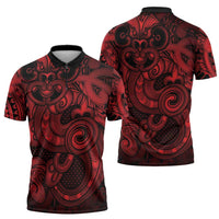 Aotearoa Maori Hei Tiki Zipper Polo Shirt Whero Kowhaiwhai Puhoro Motif LT9 - Polynesian Pride