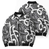 Aotearoa Maori Kowhaiwhai Bomber Puffer Jacket Kiwikiwi Puhoro and Patiki