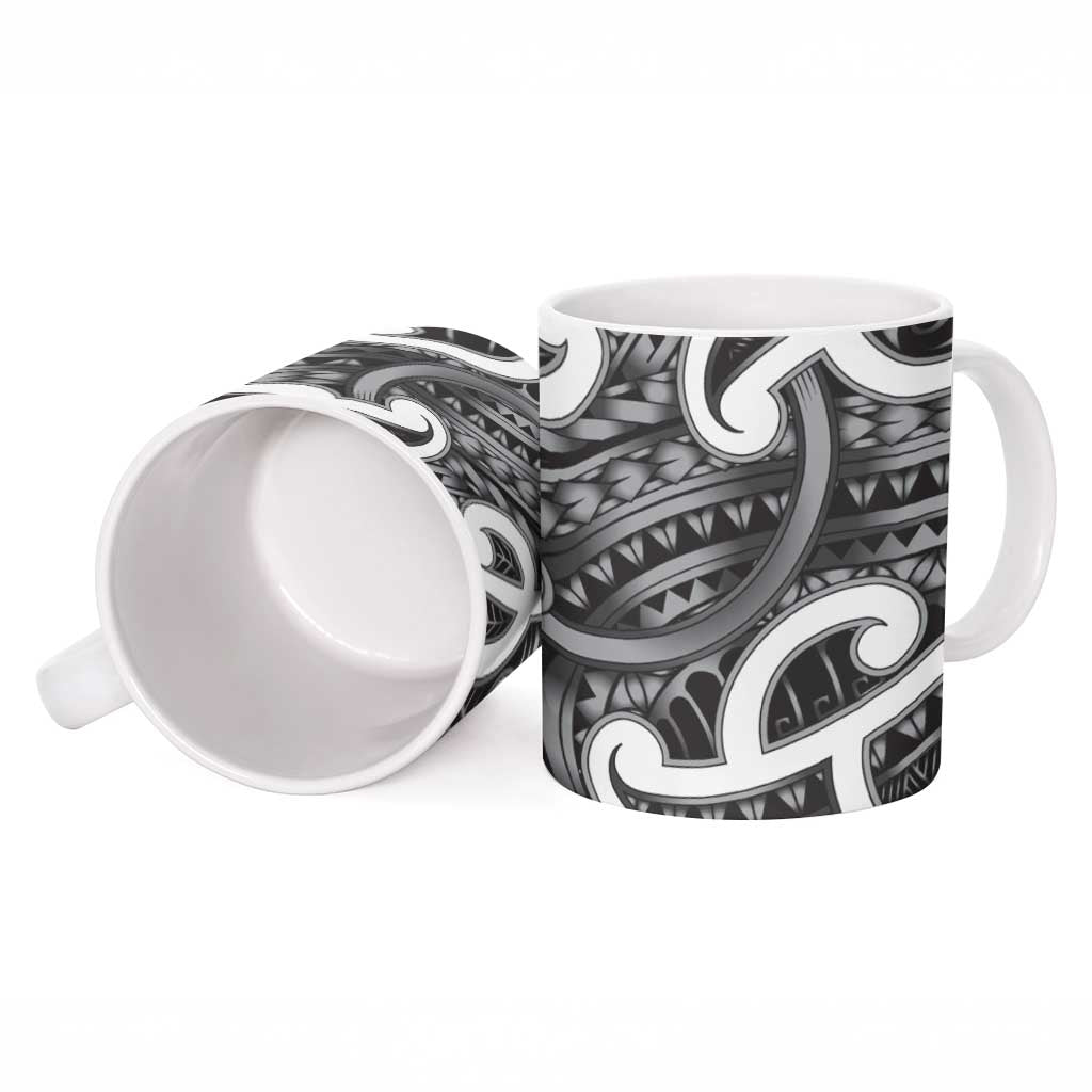 Aotearoa Maori Kowhaiwhai Ceramic Mug Kiwikiwi Puhoro and Patiki