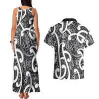 Aotearoa Maori Kowhaiwhai Couples Matching Tank Maxi Dress and Hawaiian Shirt Kiwikiwi Puhoro and Patiki LT9 - Polynesian Pride