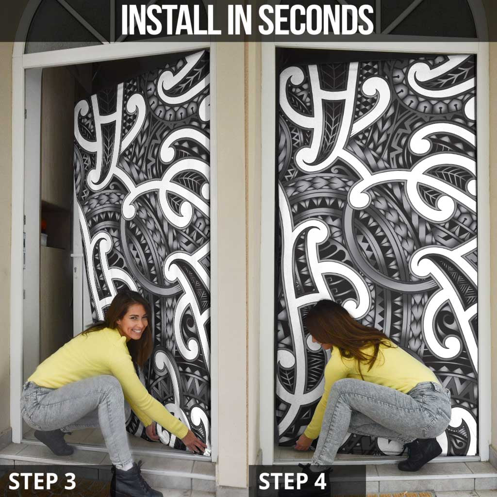 Aotearoa Maori Kowhaiwhai Door Cover Kiwikiwi Puhoro and Patiki