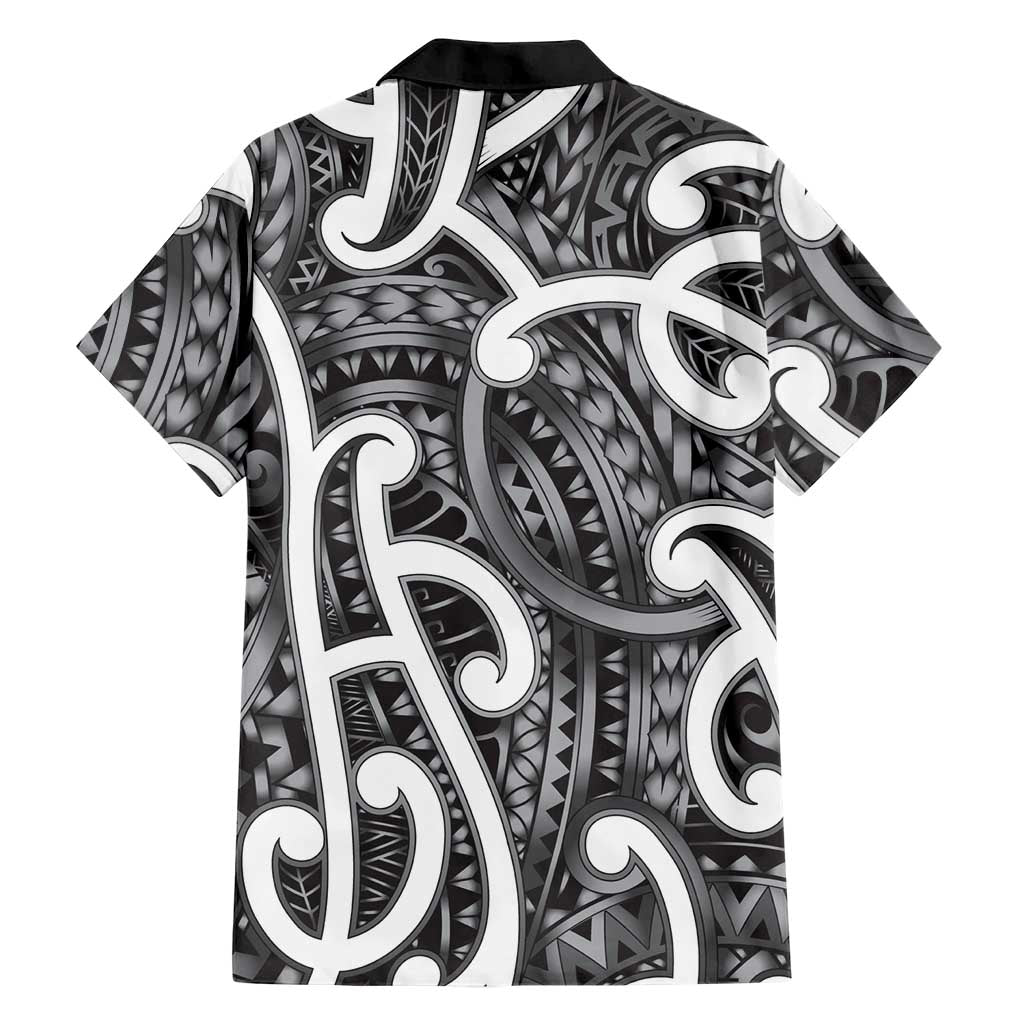 Aotearoa Maori Kowhaiwhai Family Matching Off The Shoulder Long Sleeve Dress and Hawaiian Shirt Kiwikiwi Puhoro and Patiki LT9 - Polynesian Pride
