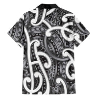 Aotearoa Maori Kowhaiwhai Family Matching Off The Shoulder Long Sleeve Dress and Hawaiian Shirt Kiwikiwi Puhoro and Patiki LT9 - Polynesian Pride