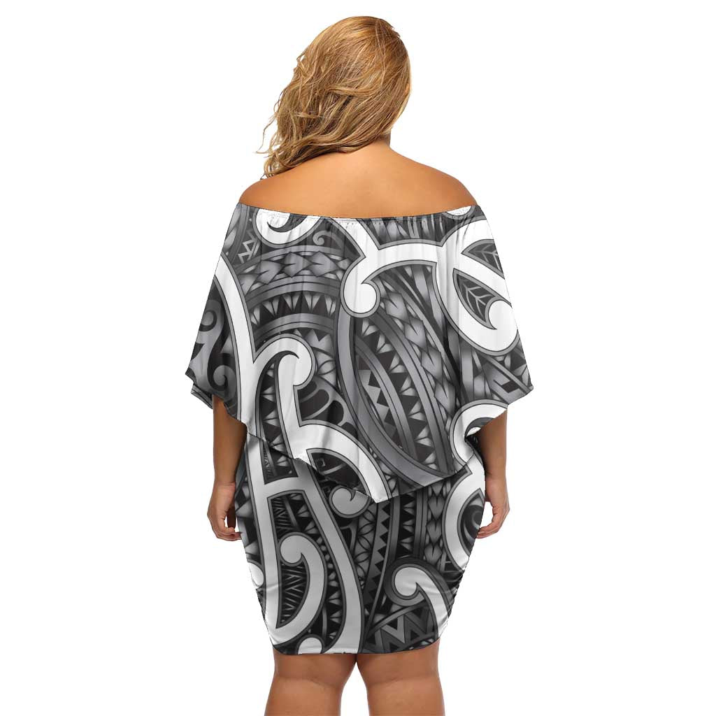 Aotearoa Maori Kowhaiwhai Family Matching Off Shoulder Short Dress and Hawaiian Shirt Kiwikiwi Puhoro and Patiki LT9 - Polynesian Pride
