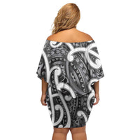 Aotearoa Maori Kowhaiwhai Family Matching Off Shoulder Short Dress and Hawaiian Shirt Kiwikiwi Puhoro and Patiki LT9 - Polynesian Pride