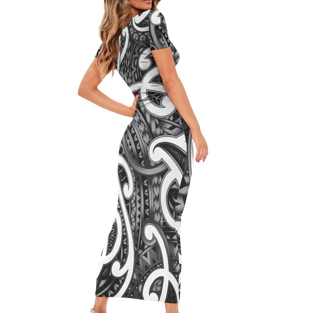 Aotearoa Maori Kowhaiwhai Family Matching Short Sleeve Bodycon Dress and Hawaiian Shirt Kiwikiwi Puhoro and Patiki LT9 - Polynesian Pride