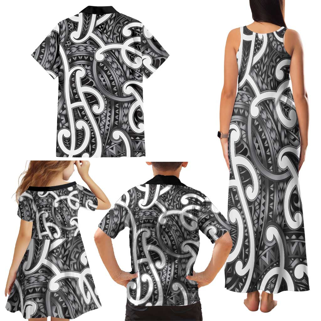 Aotearoa Maori Kowhaiwhai Family Matching Tank Maxi Dress and Hawaiian Shirt Kiwikiwi Puhoro and Patiki LT9 - Polynesian Pride