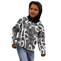 Aotearoa Maori Kowhaiwhai Kid Hoodie Kiwikiwi Puhoro and Patiki