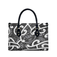 Aotearoa Maori Kowhaiwhai Leather Bag Kiwikiwi Puhoro and Patiki