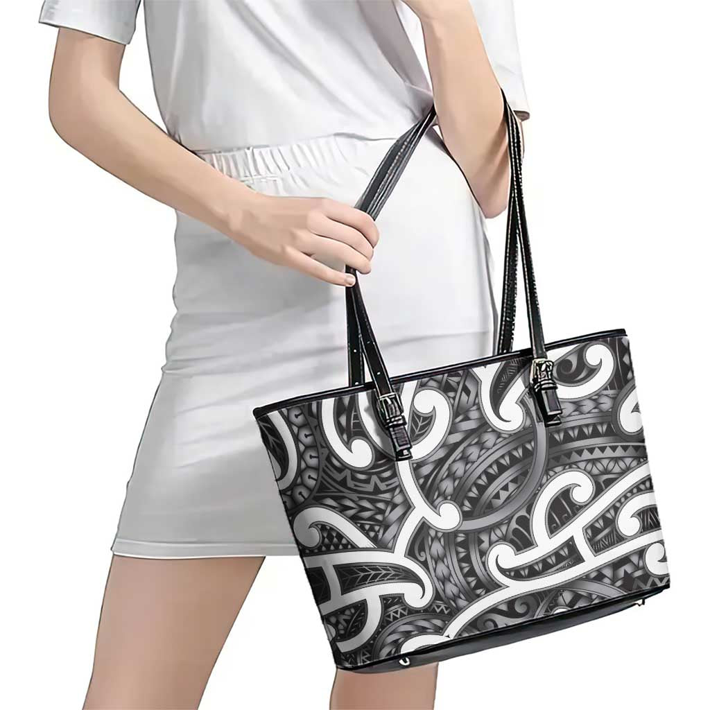 Aotearoa Maori Kowhaiwhai Leather Tote Bag Kiwikiwi Puhoro and Patiki