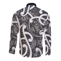 Aotearoa Maori Kowhaiwhai Long Sleeve Button Shirt Kiwikiwi Puhoro and Patiki