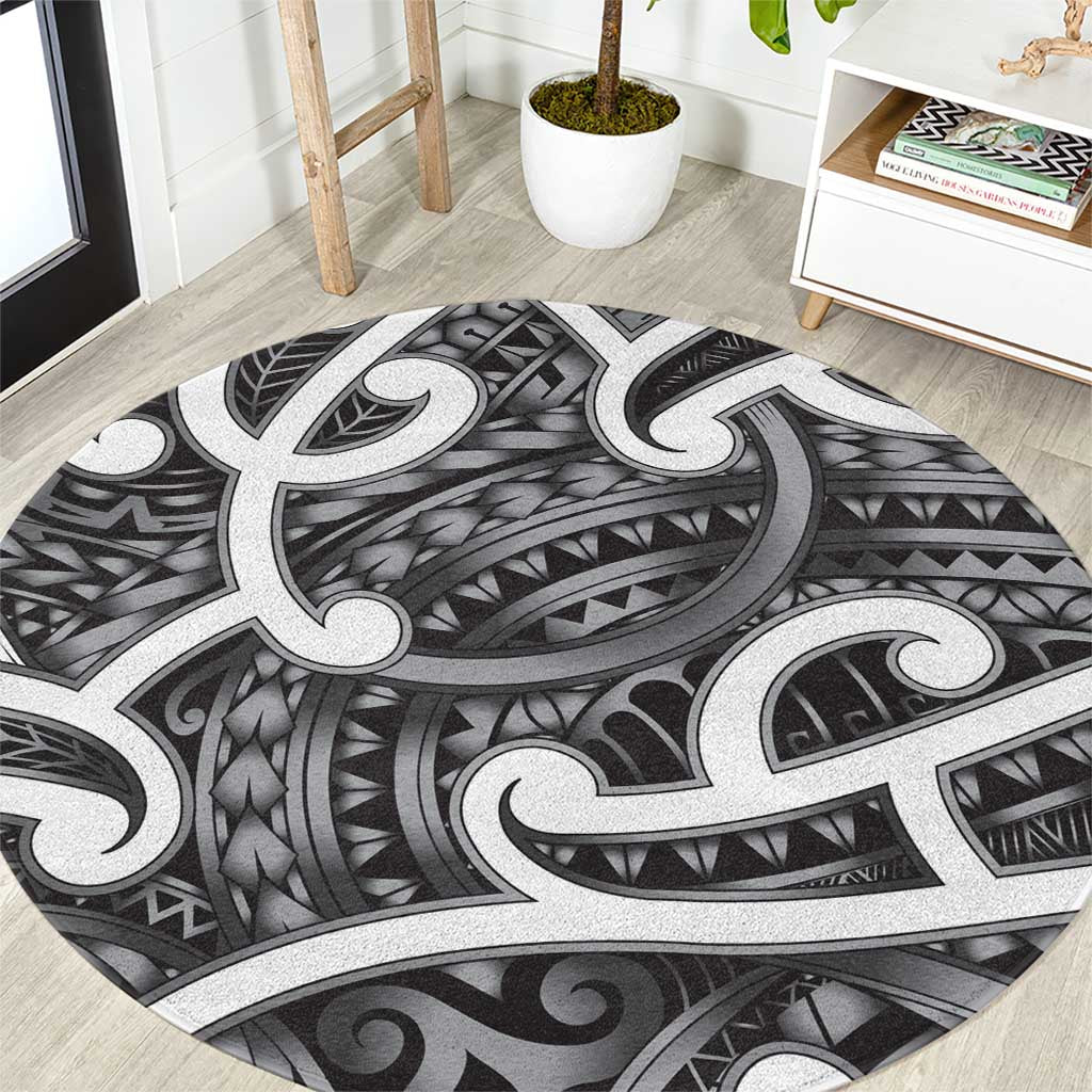Aotearoa Maori Kowhaiwhai Round Carpet Kiwikiwi Puhoro and Patiki
