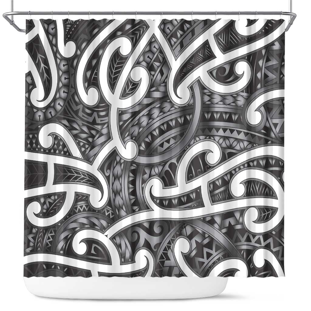 Aotearoa Maori Kowhaiwhai Shower Curtain Kiwikiwi Puhoro and Patiki