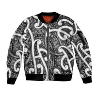 Aotearoa Maori Kowhaiwhai Sleeve Zip Bomber Jacket Kiwikiwi Puhoro and Patiki
