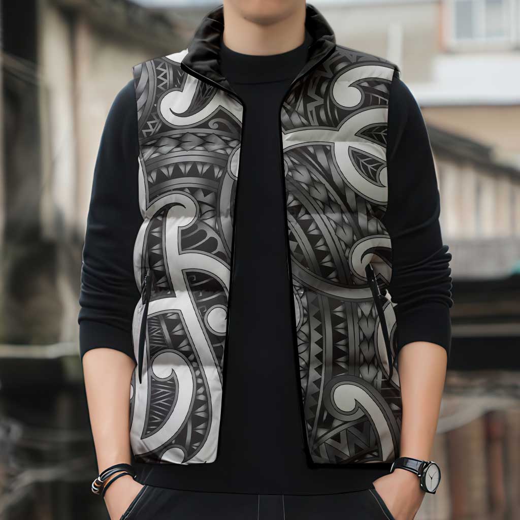 Aotearoa Maori Kowhaiwhai Sleeveless Puffer Jacket Kiwikiwi Puhoro and Patiki