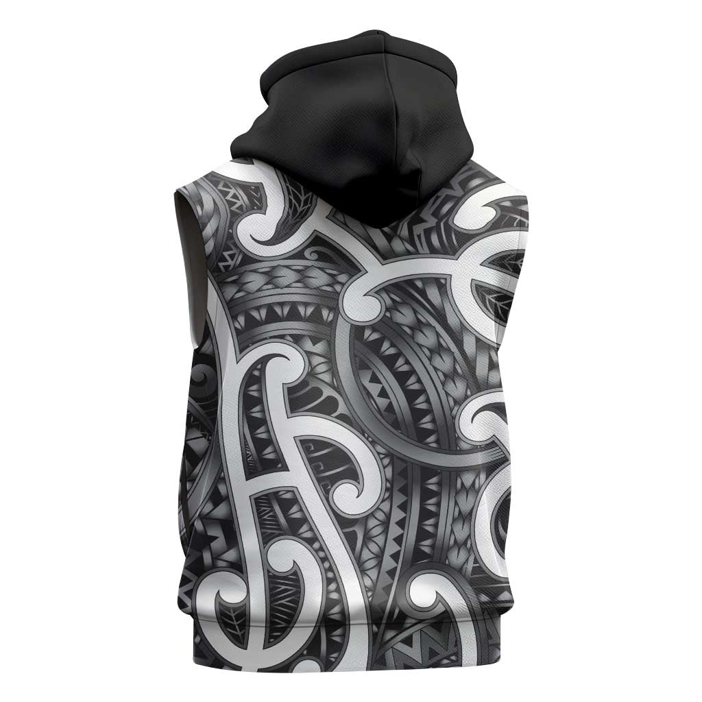 Aotearoa Maori Kowhaiwhai Sleeveless Zip Hoodie Kiwikiwi Puhoro and Patiki