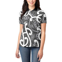 Aotearoa Maori Kowhaiwhai Women Polo Shirt Kiwikiwi Puhoro and Patiki