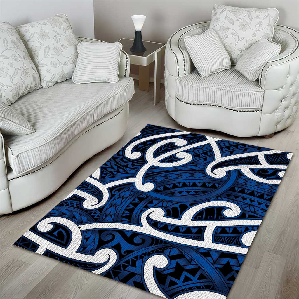 Aotearoa Maori Kowhaiwhai Area Rug Kikorangi Puhoro and Patiki
