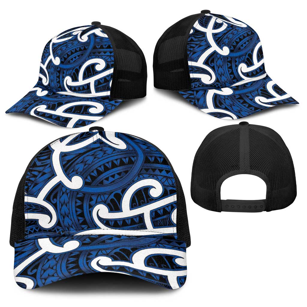 Aotearoa Maori Kowhaiwhai Baseball Net Cap Kikorangi Puhoro and Patiki LT9 - Polynesian Pride