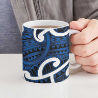 Aotearoa Maori Kowhaiwhai Ceramic Mug Kikorangi Puhoro and Patiki