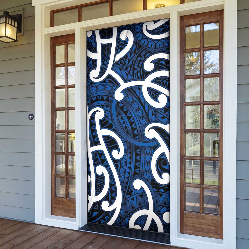 Aotearoa Maori Kowhaiwhai Door Cover Kikorangi Puhoro and Patiki
