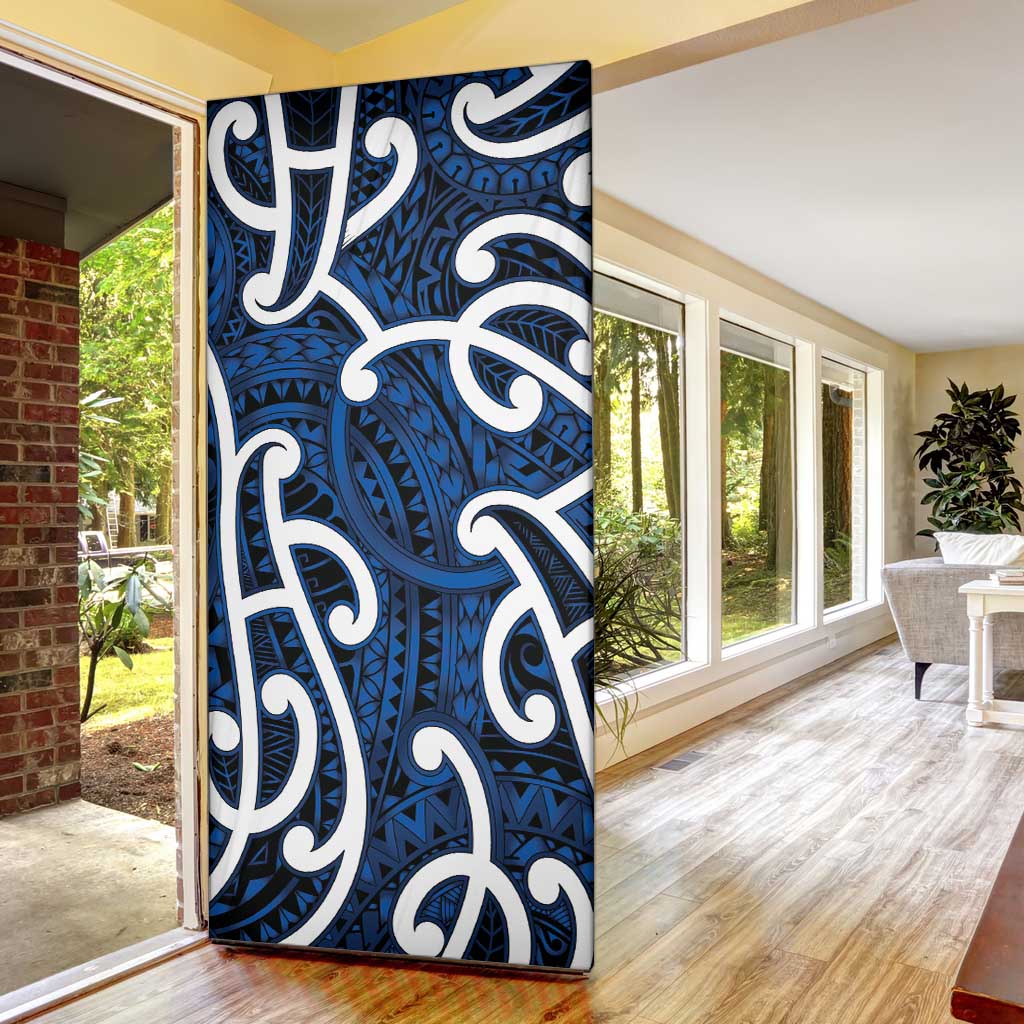 Aotearoa Maori Kowhaiwhai Door Cover Kikorangi Puhoro and Patiki