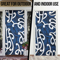 Aotearoa Maori Kowhaiwhai Door Cover Kikorangi Puhoro and Patiki