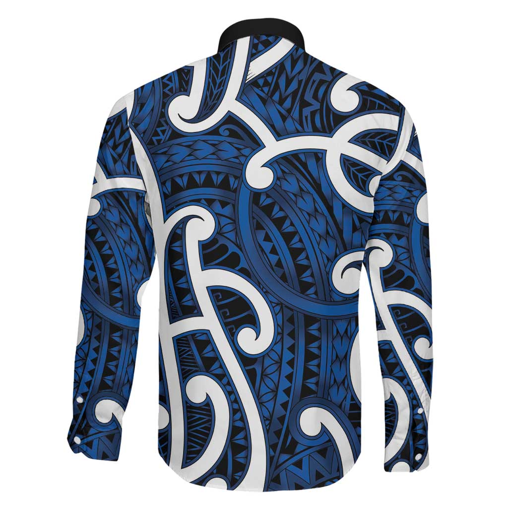 Aotearoa Maori Kowhaiwhai Family Matching Off The Shoulder Long Sleeve Dress and Hawaiian Shirt Kikorangi Puhoro and Patiki LT9 - Polynesian Pride