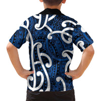 Aotearoa Maori Kowhaiwhai Family Matching Off Shoulder Short Dress and Hawaiian Shirt Kikorangi Puhoro and Patiki LT9 - Polynesian Pride