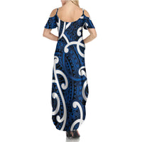 Aotearoa Maori Kowhaiwhai Family Matching Summer Maxi Dress and Hawaiian Shirt Kikorangi Puhoro and Patiki LT9 - Polynesian Pride