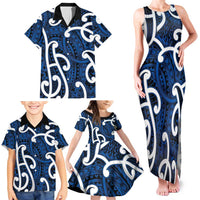 Aotearoa Maori Kowhaiwhai Family Matching Tank Maxi Dress and Hawaiian Shirt Kikorangi Puhoro and Patiki LT9 - Polynesian Pride